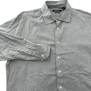 INDOCHINO Men's XL Gray Brushed Cotton Button Down Long Sleeve Shirt